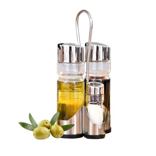 DAMDAM GO set olio e aceto oliera vetro acciaio inox