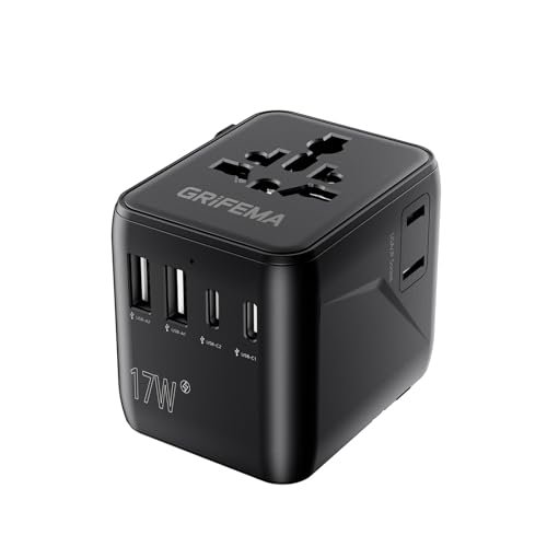 GRIFEMA adattatore universale da viaggio 6 in 1