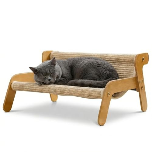 amaca gatti e tiragraffi 2 in 1 in legno e sisal