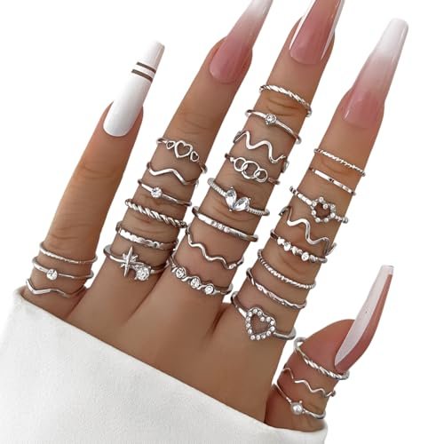 GWEOR anello donna cuore argento regolabile