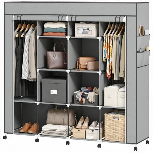 HOMCOM armadio portatile guardaroba con ruote 166 cm