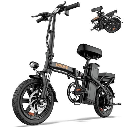 URLIFE bici elettrica 14 pollici pieghevole con 3 modalità di guida batteria rimovibile