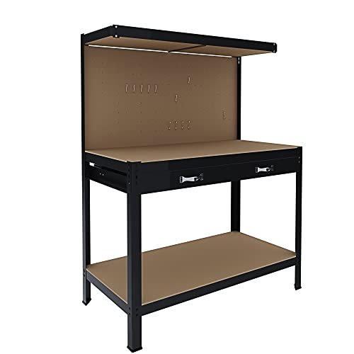 Arreditaly banco tavolo da lavoro a 3 livelli piano 120x60 portata 370 kg con cassetto