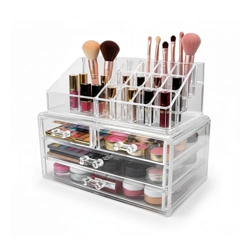 YASTA organizer trucchi trasparente da bagno con cassetti