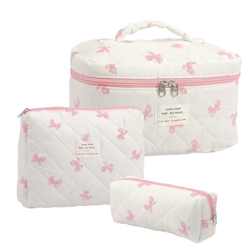 Yoodriy set 3 pezzi borsa da toilette trapuntata beauty case