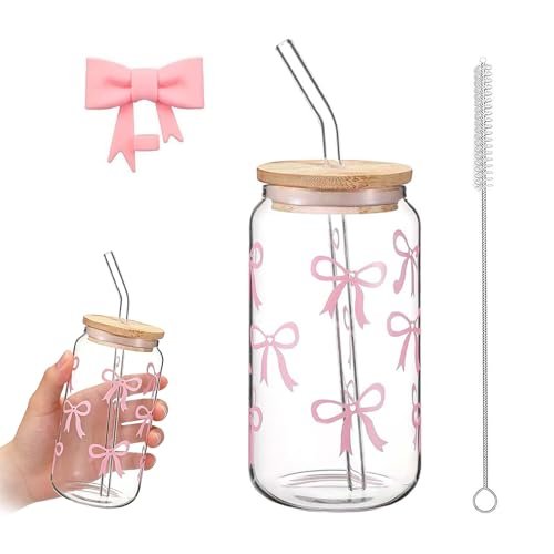 VIQIHEOE bicchiere in vetro 500ml ad arco con coperchio