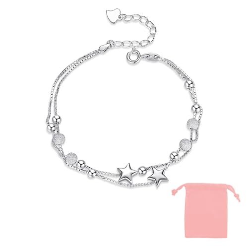 DHWEKU 2 in 1 bracciale donna argento 925 catena