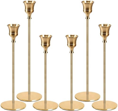 FAMKEEP candelabro set di 6 oro portacandele per candele coniche