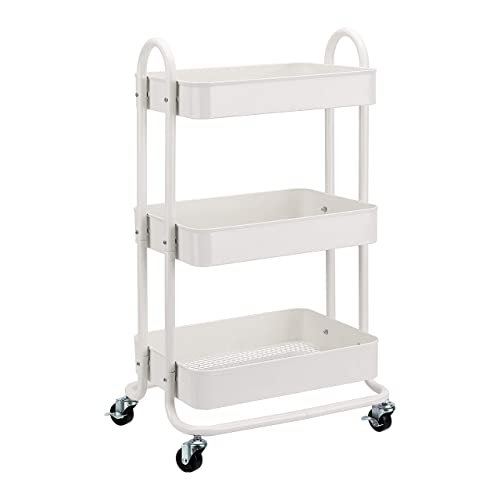 Amazon Basics carrello con ruote a 3 scomparti bianco