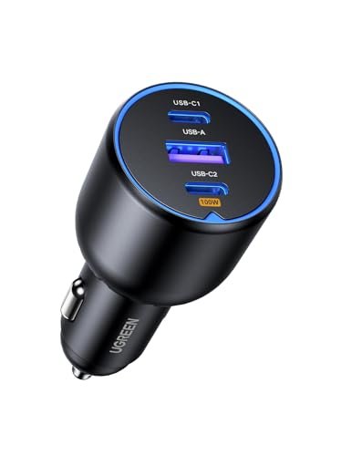 UGREEN caricatore auto 130W 3 porte USB-C 100W in alluminio