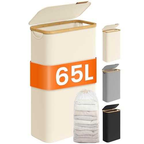 SONGMICS cesto portabiancheria con coperchio 60L