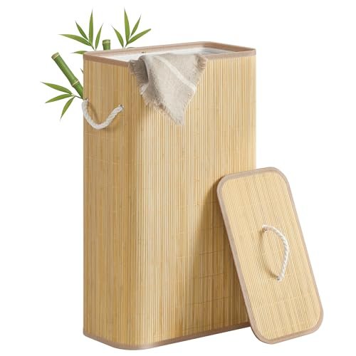 SONGMICS cesto portabiancheria con coperchio 60 litri