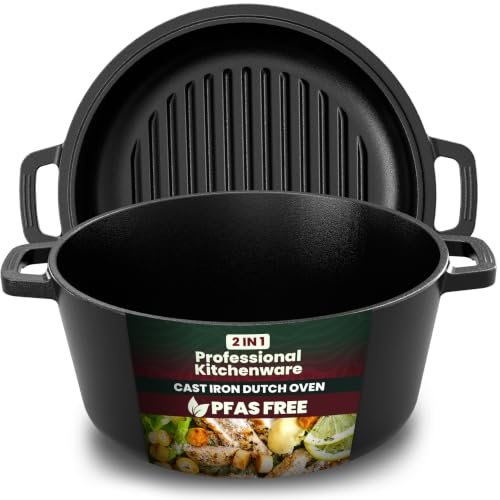 KICHLY 2in1 forno olandese ghisa pre-stagionato coperchio