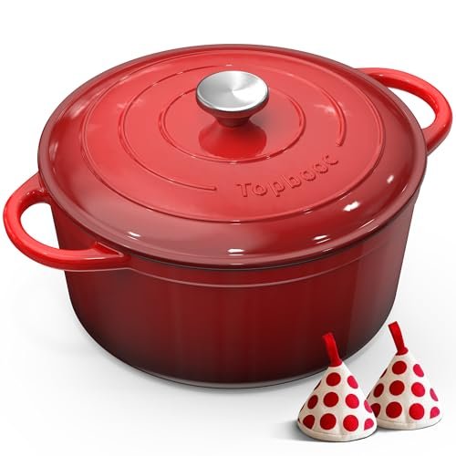 Topbooc pentola ghisa smaltata 26cm 5L coperchio