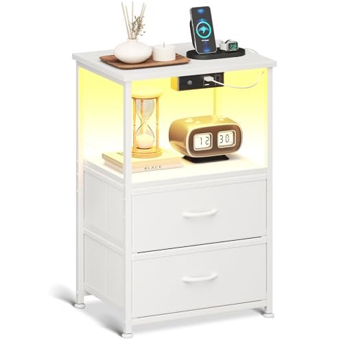 Coleshome comodino camera da letto bianco con LED