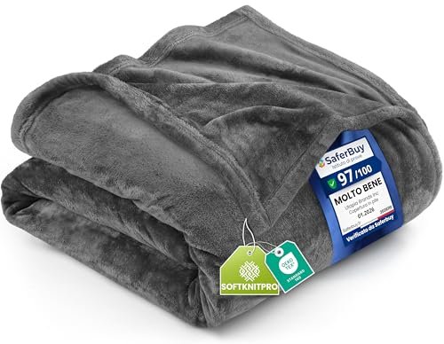 Utopia Bedding plaid coperta pile flanella grigio 150x200