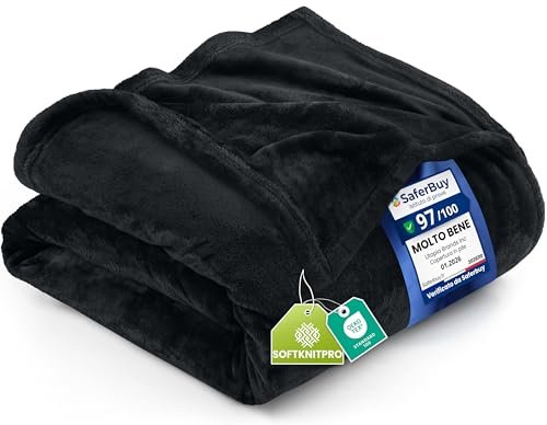 Utopia Bedding plaid coperta pile flanella nero 228x228