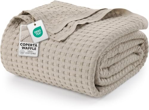 Utopia Bedding coperta cotone waffle 100 plaid cachi