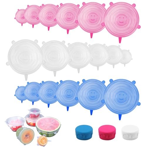 Gulxwis 18 pezzi coperchi in silicone estensibile senza BPA 6 misure