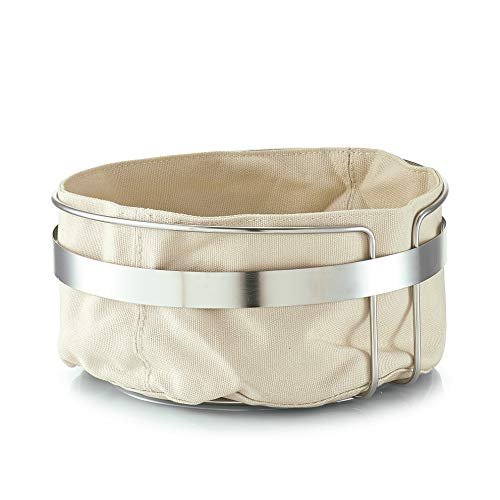 Zeller cesta per il pane con sacco in metallo e cotone beige