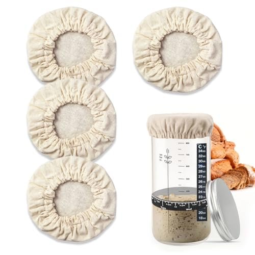 4 coperchi in tessuto per barattoli pasta madre