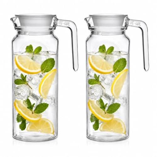 2 caraffe in vetro 1 litro con coperchio antigoccia