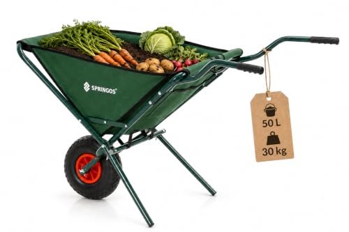 SPRINGOS carrello da giardino pieghevole da 50 litri con pneumatici ad aria