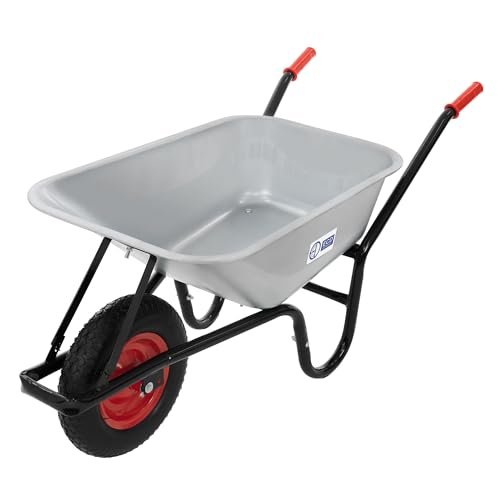 ECD Germany carriola da giardino e muratore 100 litri telaio metallo vasca acciaio zincato