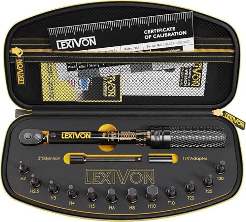LEXIVON chiave dinamometrica 1/4 di pollice set da 15 pezzi per bici e moto range 2-26 Nm