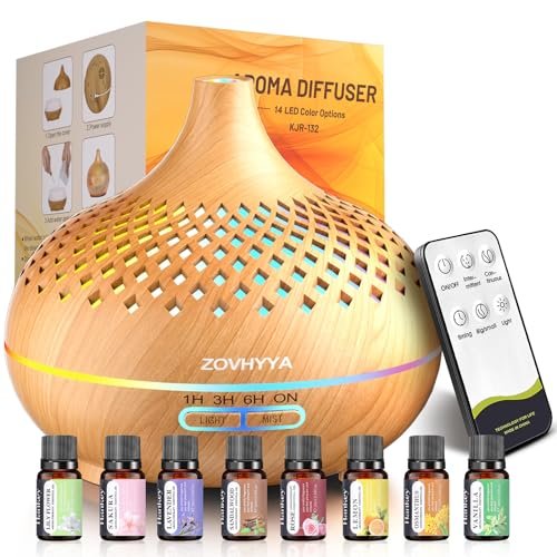 ZOVHYYA diffusore di oli essenziali 500ml con timer