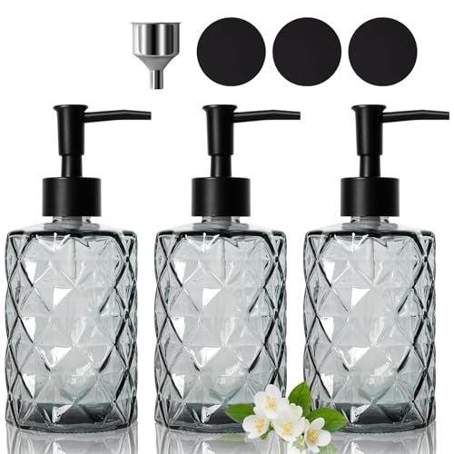 Omtofo 3 pezzi 330ml dispenser di sapone in vetro trasparente