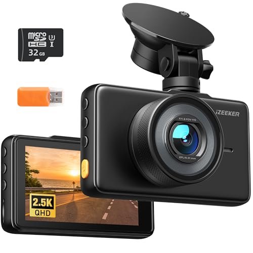 iZEEKER GD100 dashcam auto 2.5K con scheda SD 32GB e schermo IPS 3 pollici
