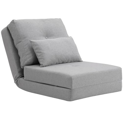 HOMCOM divano letto futon pieghevole 3 in 1 convertibile grigio chiaro