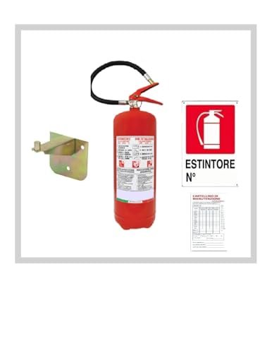 Generico estintore a polvere 6kg certificato 34A-233BC con staffa cartello