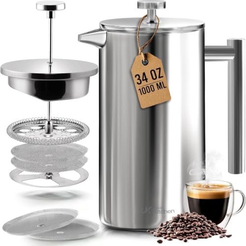 KICHLY caffettiera pistone acciaio inox macchina caffè