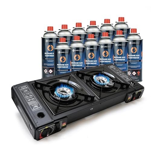 Eurocatch fornello a gas 2 fuochi incluse 12 bombole