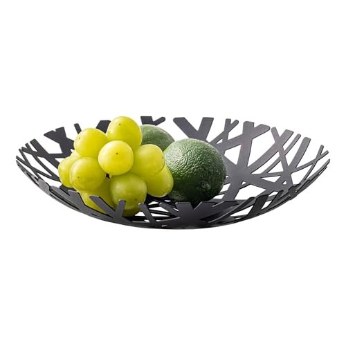 YAMAZAKI tower ciotola da frutta nera in acciaio design minimalista