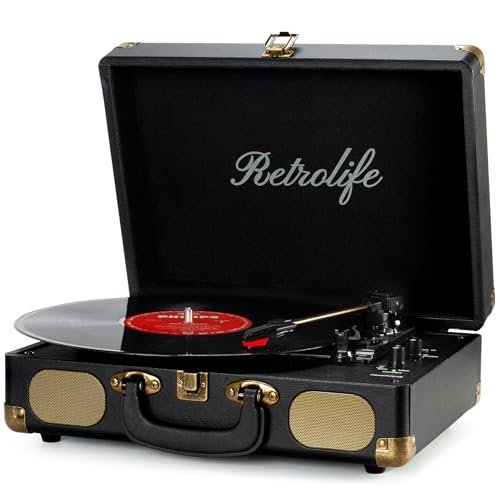 Retrolife giradischi Bluetooth 3 velocità 33 45 78 giri nero