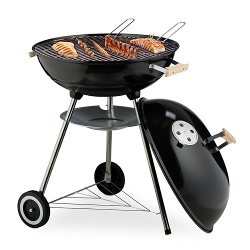 Relaxdays barbecue a sfera con coperchio 54 cm