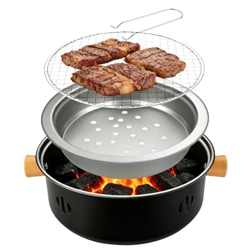 EQULIUS mini BBQ grill barbecue portatile carbonella rete metallica