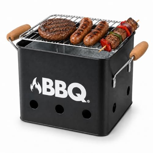 MIO TECK BBQ cube barbecue portatile nero opaco 28,5x15,5cm mini grill