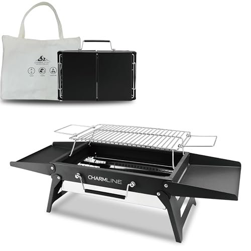 Charmline griglia a carbone portatile pieghevole barbecue 34x23 cm