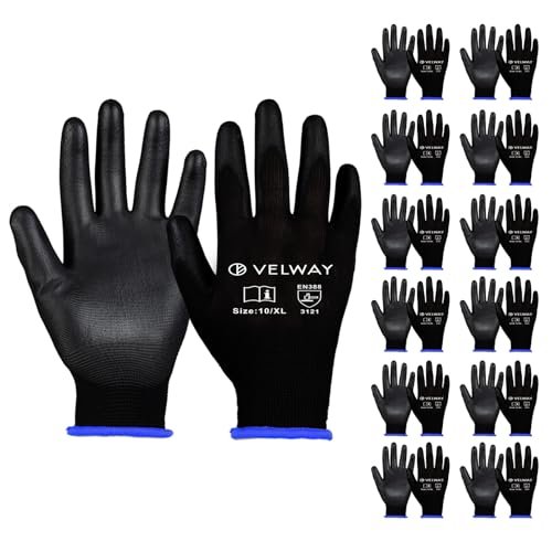 Velway guanti da lavoro con rivestimento PU 12 paia