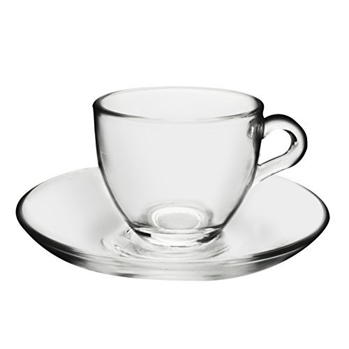 Pasabahce set 6 tazzine caffè con piatto vetro basic arredo