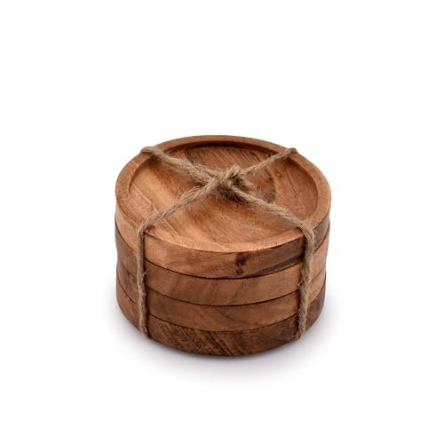 Kaizen Casa set di 4 sottobicchieri in legno di acacia naturale