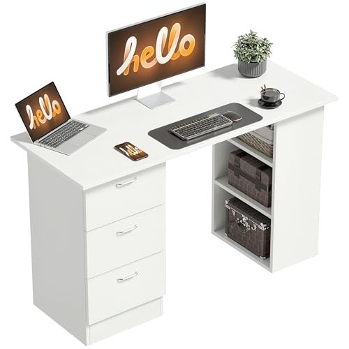 HOMCOM scrivania con 3 cassetti e 3 ripiani