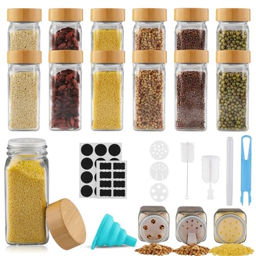 Vexillic barattoli spezie 12 pezzi contenitori spezie 120 ml bambù