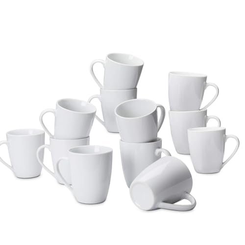 Amazon Basics tazze in porcellana confezione da 12 355 ml bianco