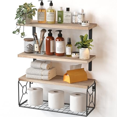 Pipishell mensole da parete in legno per bagno
