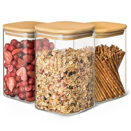 Praknu set di 3 barattoli di vetro con coperchio 1 litro